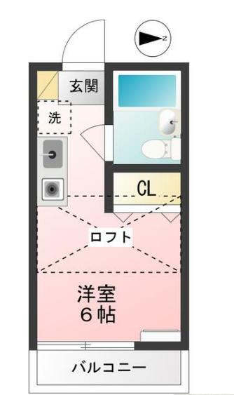 ハイムアプリコット(ワンルーム/2階)の間取り写真