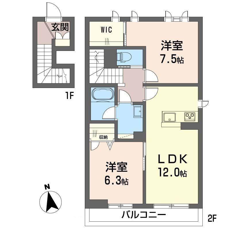ソラーレ東大宮(2LDK/2階)の間取り写真