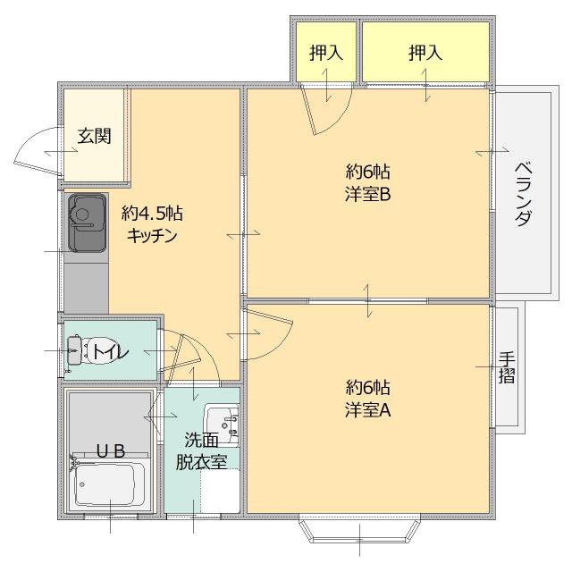 グレースヴィラ A(2DK/2階)の間取り写真