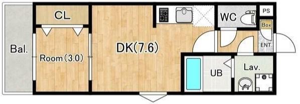 ジーメゾン大宮今羽町(1DK/2階)の間取り写真