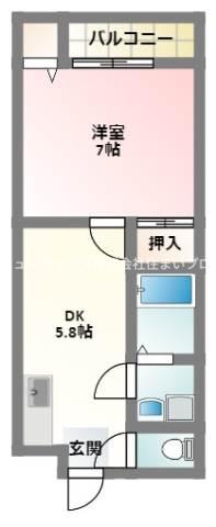 ケーズマンション(1DK/3階)の間取り写真