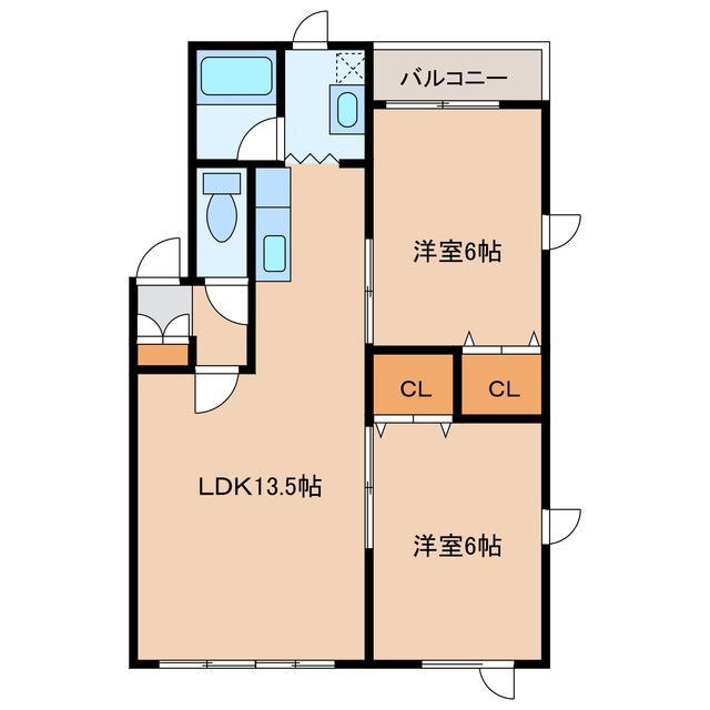 めぞん八番館(2LDK/3階)の間取り写真