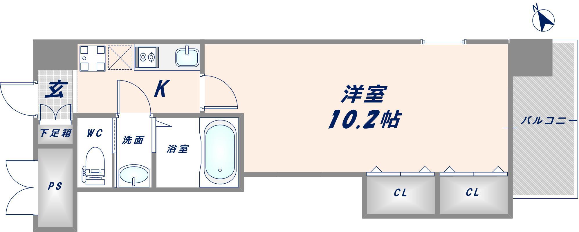 ラグゼ布施北II(1K/11階)の間取り写真