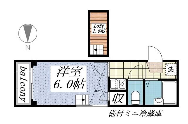 パレス萩丘(1K/2階)の間取り写真