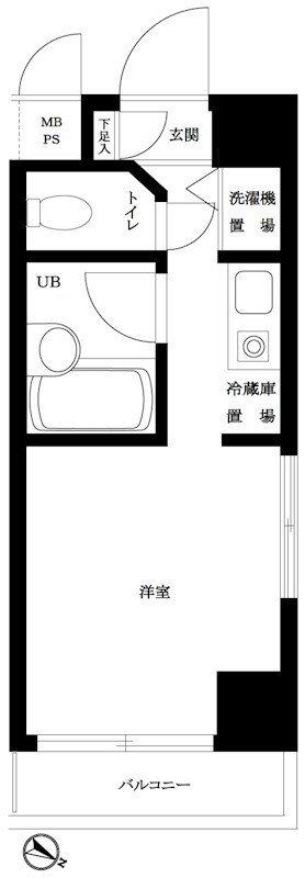 ルーブル西大井(ワンルーム/4階)の間取り写真