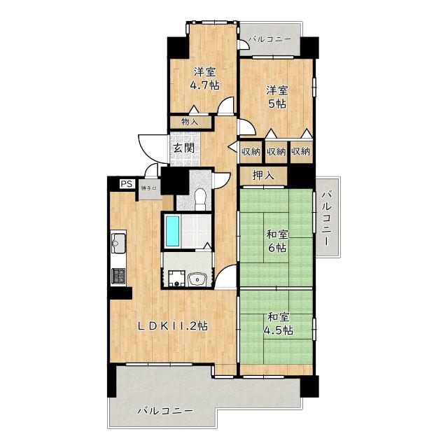 アメニティ長野6号棟(4LDK/13階)の間取り写真
