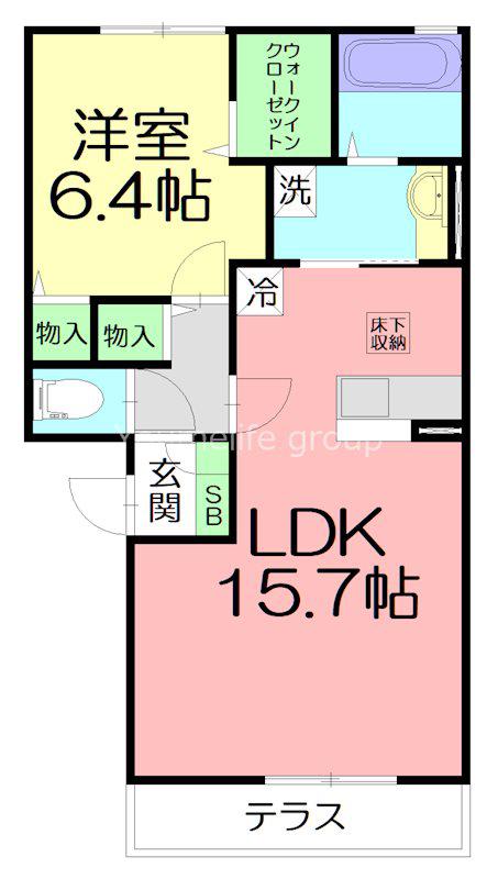 ソフィス蛍田(1LDK/1階)の間取り写真