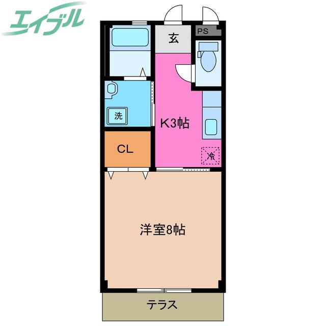 小古曽ヒルズ(1K/1階)の間取り写真