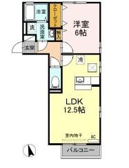 リビングタウン連島A(1LDK/1階)の間取り写真