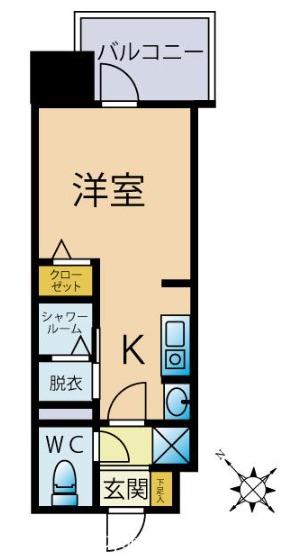 MODERN PALAZZO 天神東 NEURO(ワンルーム/2階)の間取り写真