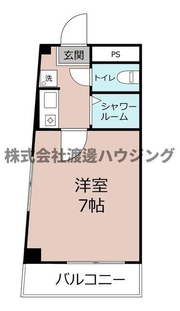 岡本ハイツ(1K/4階)の間取り写真