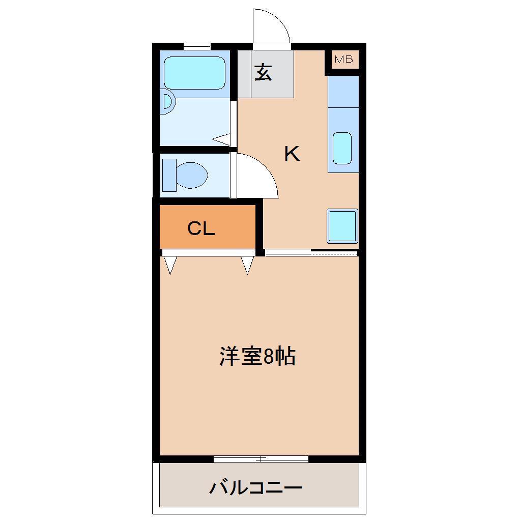 グレイスハイムI(1K/2階)の間取り写真
