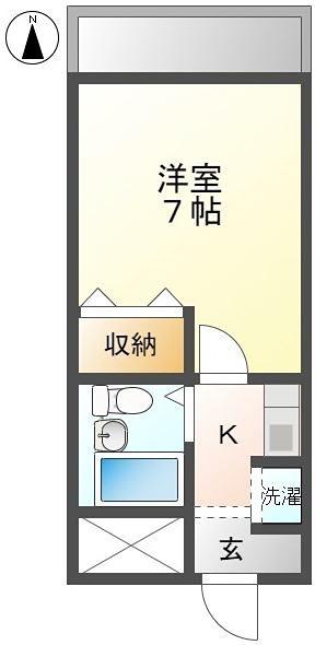 ハイツDSK(1K/2階)の間取り写真
