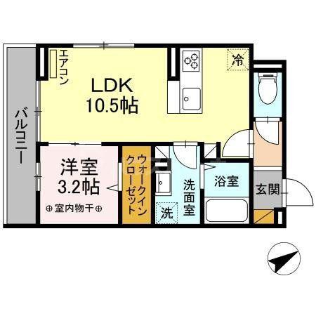 D-PALACE富士見(1LDK/2階)の間取り写真