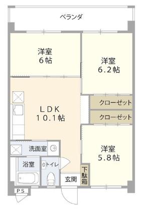 ラ・ポール(3LDK/3階)の間取り写真