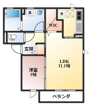 カトルセゾン(1LDK/1階)の間取り写真