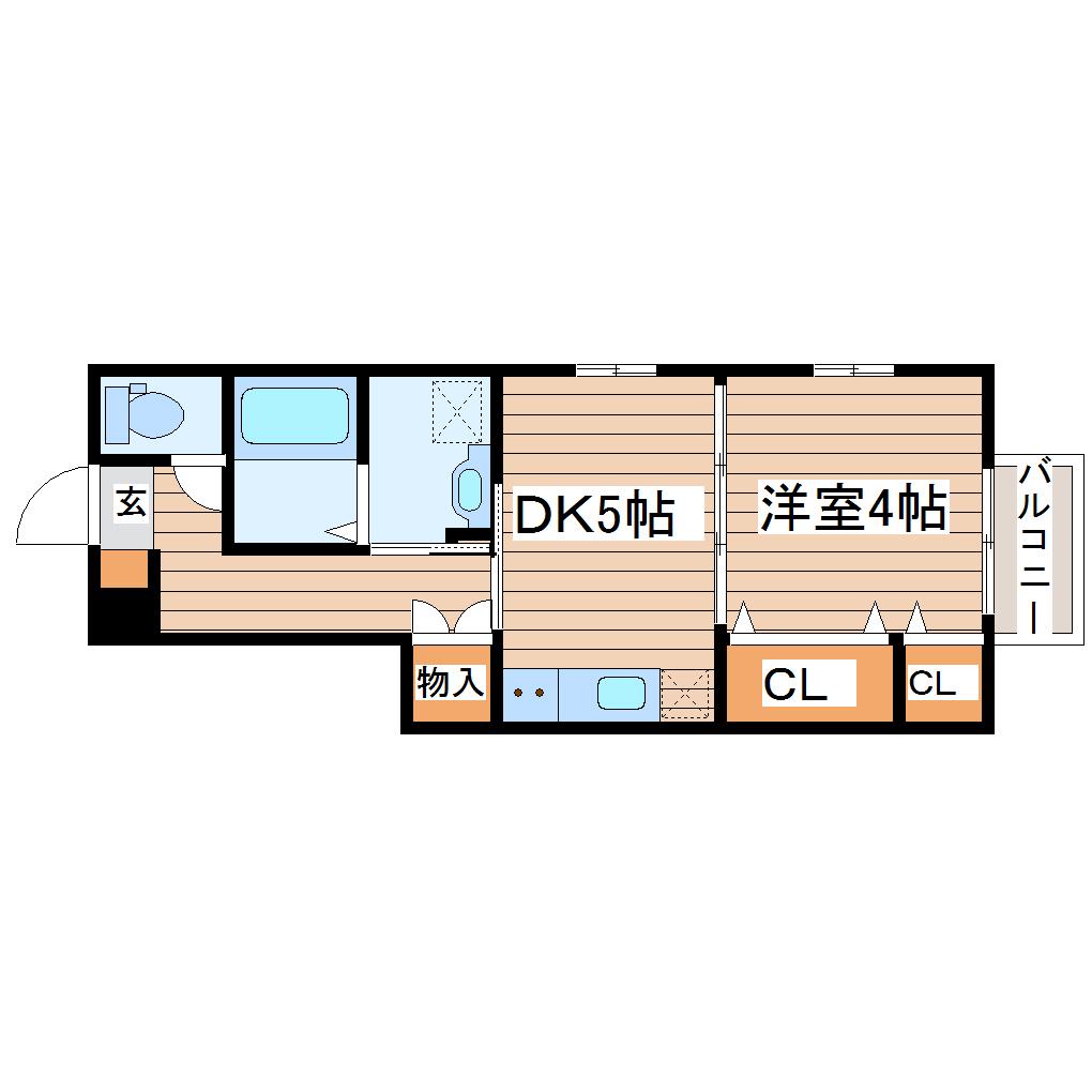 アンセル長町B(1DK/1階)の間取り写真