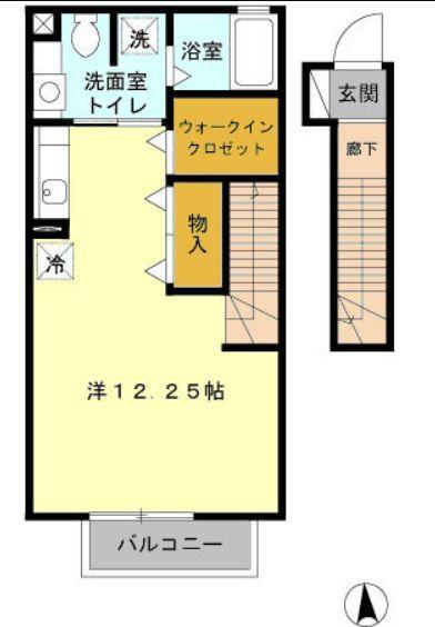 ファミール多摩平(ワンルーム/2階)の間取り写真