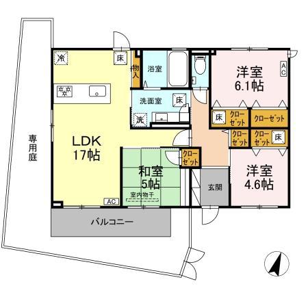 サンリリー(3LDK/1階)の間取り写真