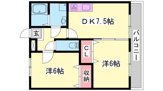 メゾンソレイユ(2DK/2階)の間取り写真