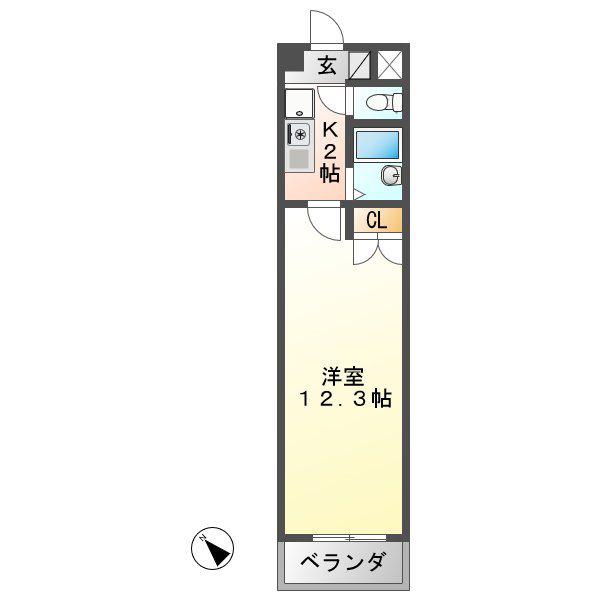 アルトラマンション茄子川C(1K/1階)の間取り写真