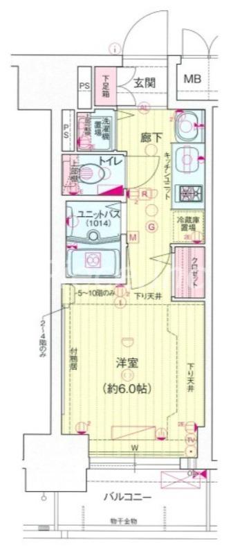プレサンス谷町アルファ(1K/8階)の間取り写真