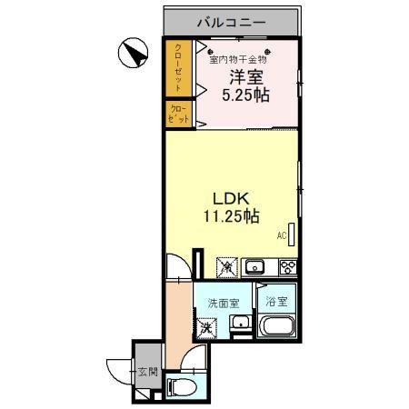 D-RESIDENCE茨木町(1LDK/2階)の間取り写真