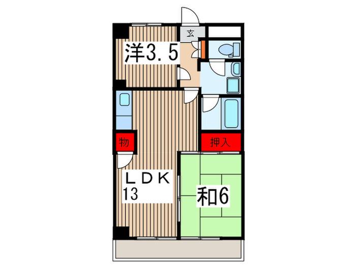 入間駅前ビル(2LDK/6階)の間取り写真