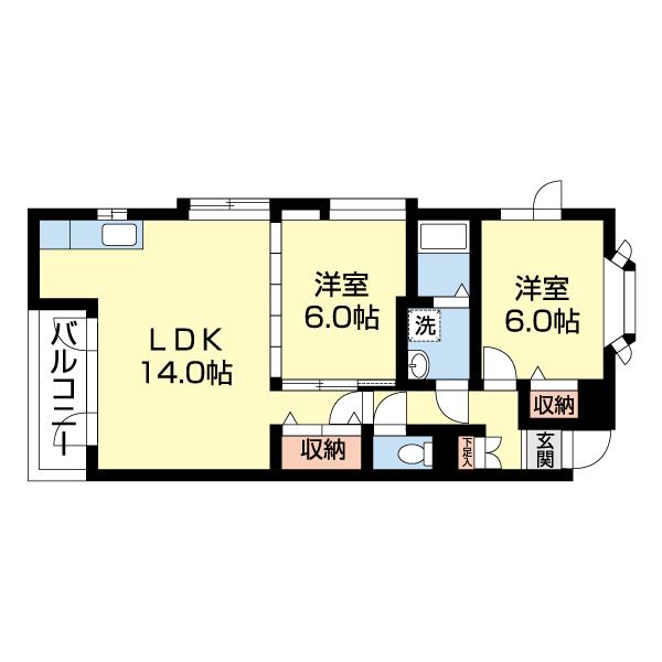 トラッパーII(2LDK/2階)の間取り写真