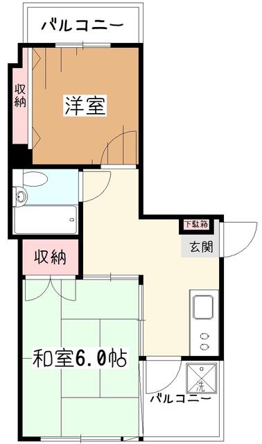 ロワール久米川(2K/4階)の間取り写真