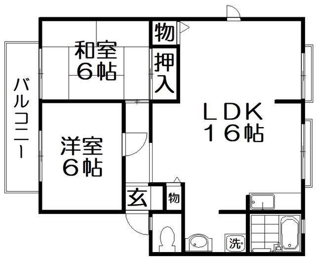 カパーナ阪下(2LDK/1階)の間取り写真