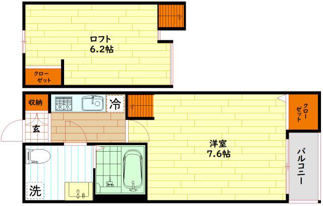 ALBERO ALTO(1SK/1階)の間取り写真