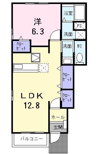 セレーノ2(1LDK/1階)の間取り写真