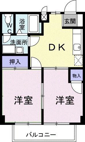 ニューシティ高鍋(2DK/2階)の間取り写真