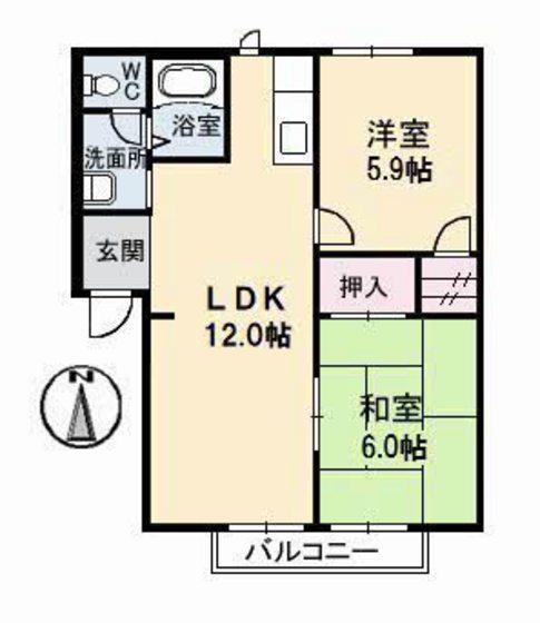 コーポ エクセル III棟(2LDK/2階)の間取り写真