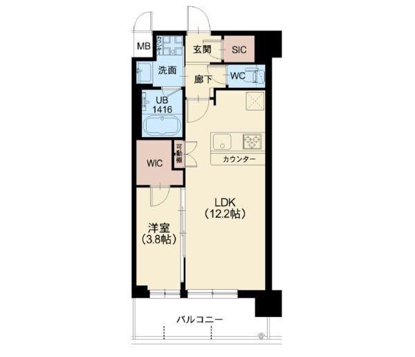 スプランディッド弁天町(1LDK/8階)の間取り写真