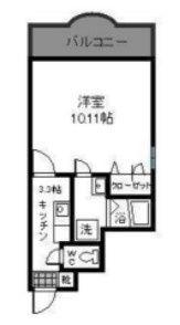 パレススィートI(1K/6階)の間取り写真