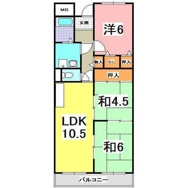 ボヌール安井(3LDK/1階)の間取り写真