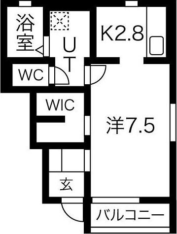 ポールスター A棟(1K/1階)の間取り写真