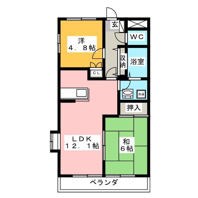 セシーモナンノー(2LDK/2階)の間取り写真