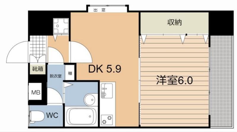 ライオンズマンション西千石804号(1DK/8階)の間取り写真