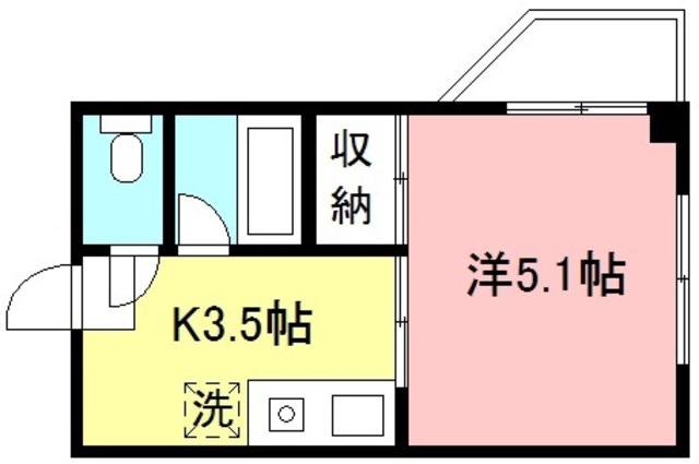 シャルロット(1K/3階)の間取り写真
