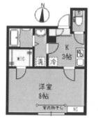 ツルテラス(1K/3階)の間取り写真