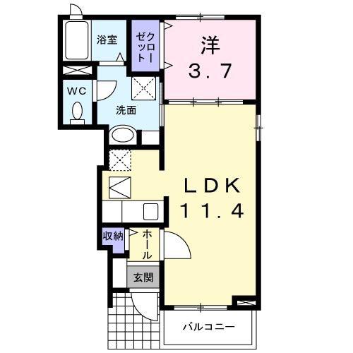 シャルダン(1LDK/1階)の間取り写真