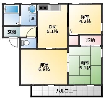 フレグランス立部A(3DK/2階)の間取り写真