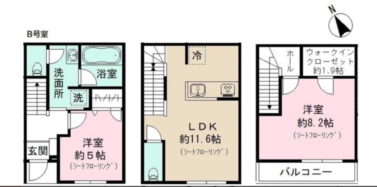 松戸中央公園ヒルズ(2LDK/1階)の間取り写真