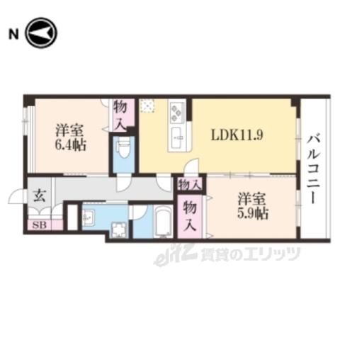 シャーメゾン京都六角大宮(2LDK/2階)の間取り写真