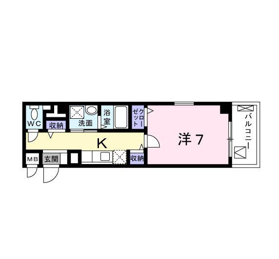 サザン 京央(1K/8階)の間取り写真
