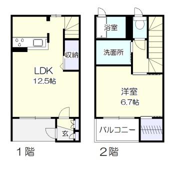 フェルトクラインB(1LDK/1階)の間取り写真
