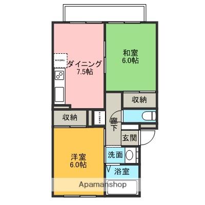 ハウゼスMT(2DK/1階)の間取り写真